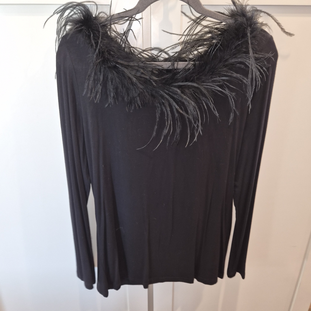 Berek Black Feather Accent Blouse